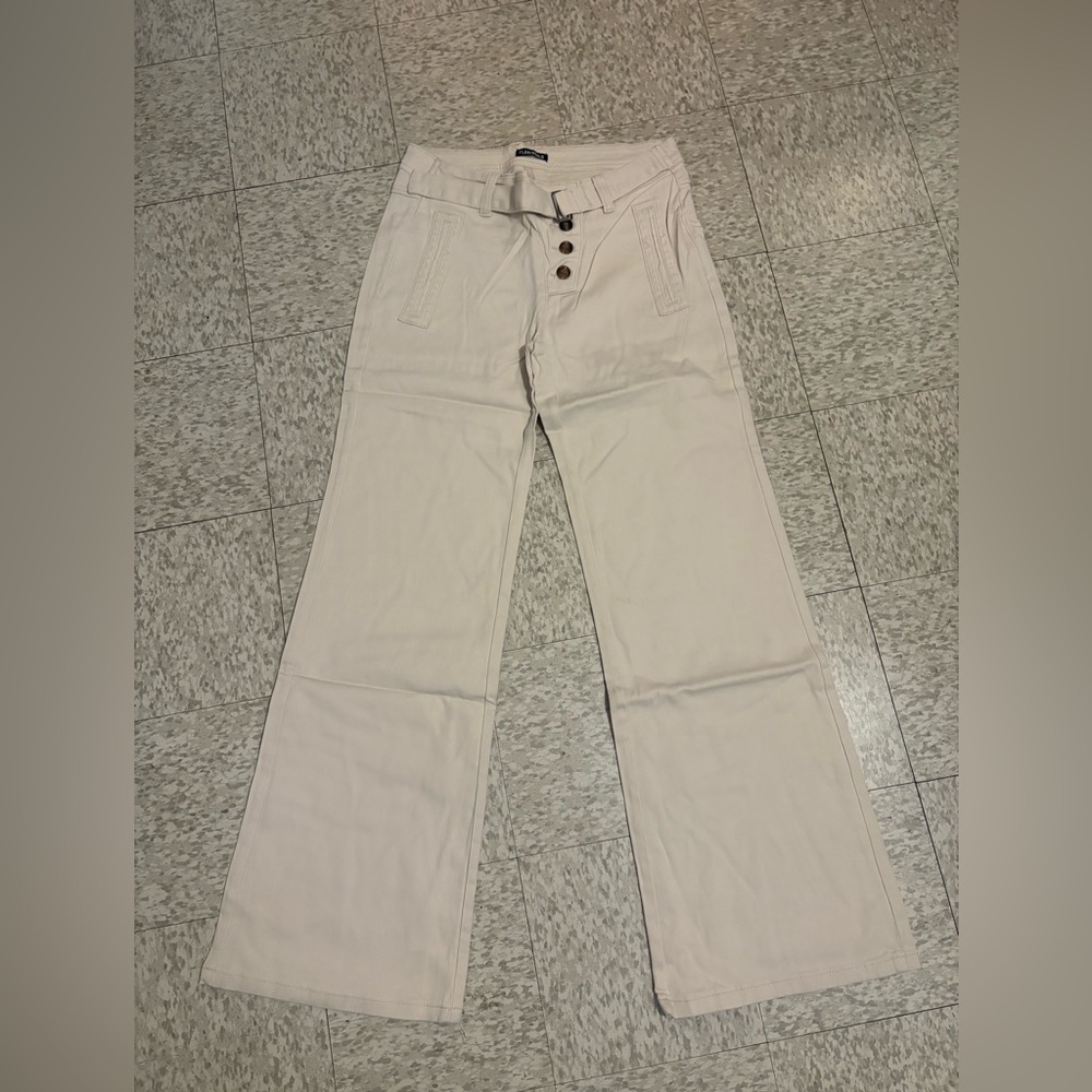 Elegant Beige Wide Leg Women's Pants - Picture 6 of 9